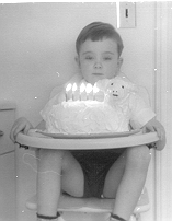 [ I, BMcC, celebrating my 5th Birthday, in my high-chair ]