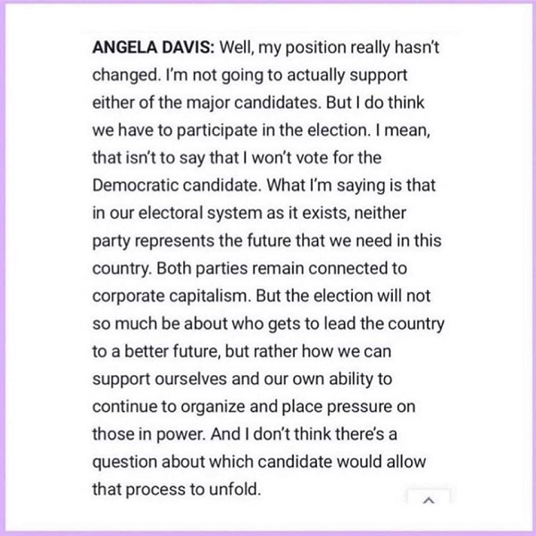 Official Angela Davis communique.