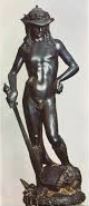 Donatello sculpture of David (Biblical story: David and Goliath).