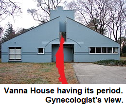 POMO architect Robert Venturi's house he designed for his mommy: Vanna House, having its period. Or is it break-through post-menopausal bleeding?