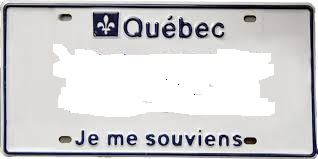 "Je me souviens": I remember. Quebec Canada automobile license plate.