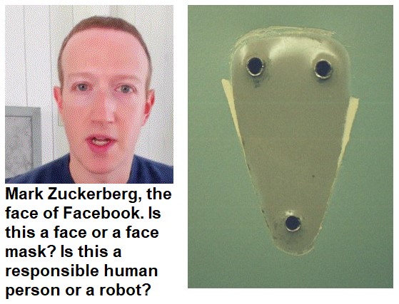 The face of Facebook, Mark Zuckerberg. Is this a fully human person or just a superannuated techie gameboy with a lot of money? Or is it the back of a public toilet stall door where the hook to hang your coat has beens ripped off?