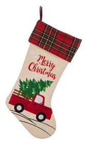 "Glitz Home 21 Inch Christmas Embroidered Linen Christmas Stocking - Red Truck UPC: 6952658872765 https://www.belk.com/p/glitz-home-21-inch-christmas-embroidered-linen-christmas-stocking---red-truck/76017261113203054.html $51.00 $25.50 Sale25.50 Variations Color: Multi" (Quoting from advertisesment, text compacted)